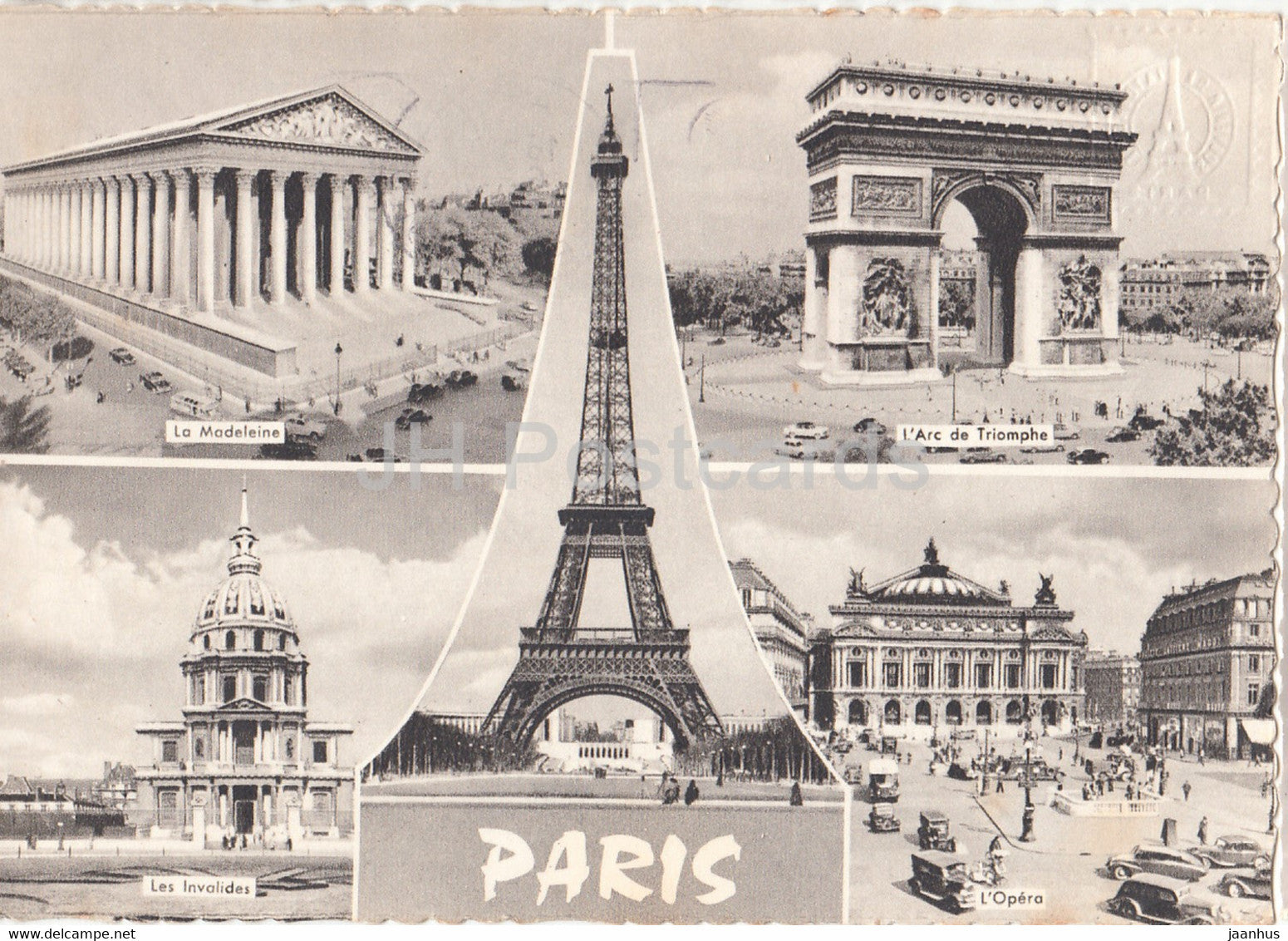Paris - La Tour Eiffel - La Madeleine - L'Arc de Triomphe - Les Invalides - L'Opera - 1967 - France - used - JH Postcards