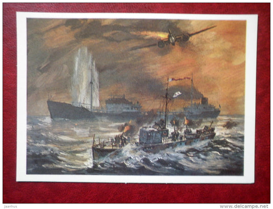 Battle begins - by I. Rodinov - soviet warship - WWII - 1984 - Russia USSR - unused - JH Postcards