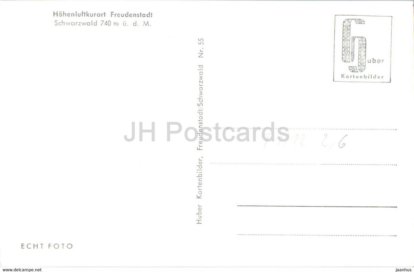 Hohenluftkurort Freudenstadt 740 m - Schwarzwald - old postcard - Germany - unused