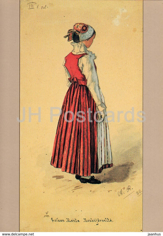 Young Woman from Mouhijärvi - Agathon Reinholm - Finnish folk costumes - reproduction - Finland - unused - JH Postcards
