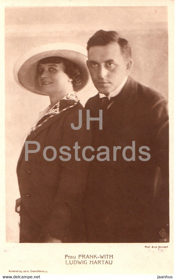German actors Frau Frank With Ludwig Hartau - Film - Movie - 126 - Germany - old postcard - unused - JH Postcards