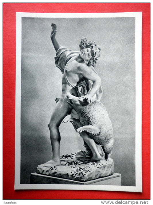 Death of Adonis by Giuseppe MAZZUOLA - wild boar - sculpture - italian art - unused - JH Postcards