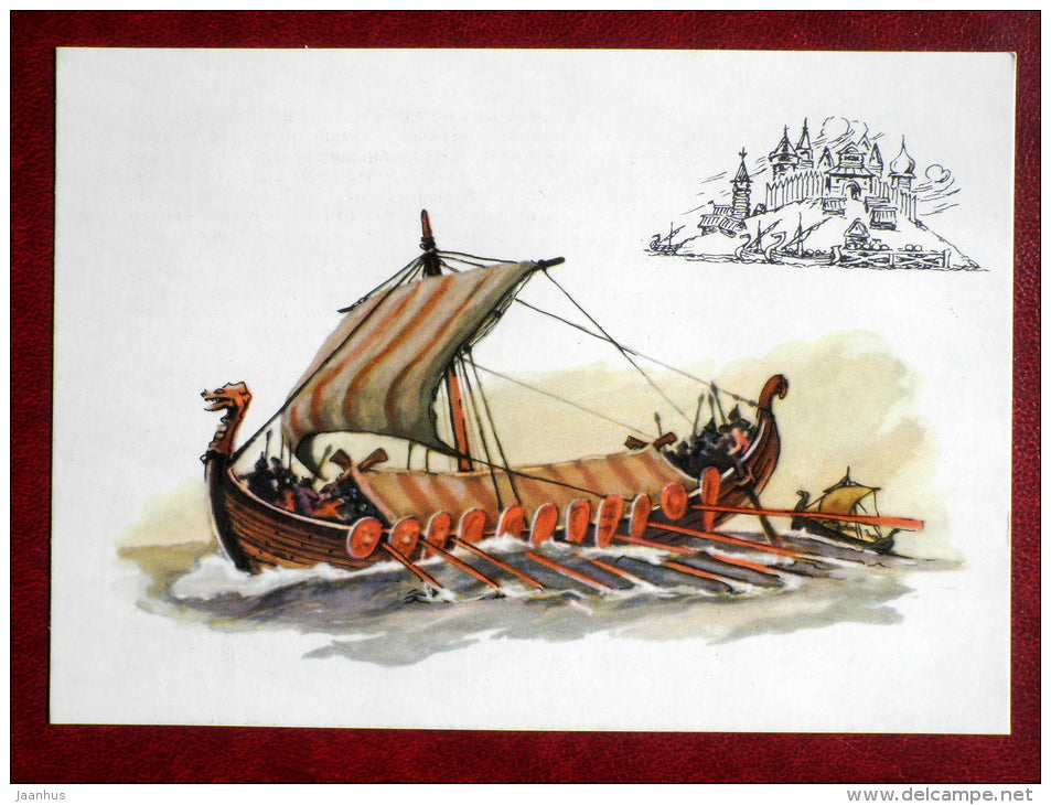 barge - by I. Rodinov - boat - 1975 - Russia USSR - unused - JH Postcards