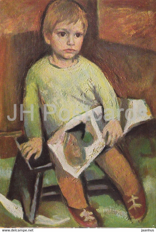 painting by Karl Heinz Jakob - Nele - child - German art - Germany - unused - JH Postcards