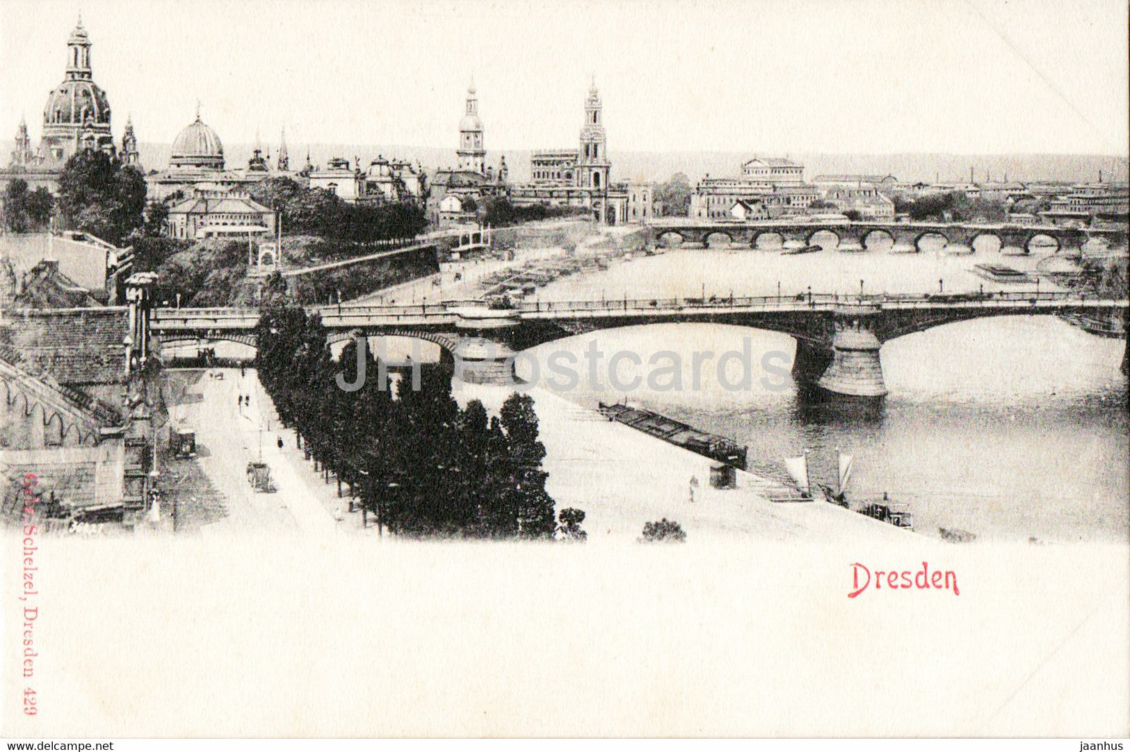 Dresden - bridge - 429 - old postcard - Germany - unused - JH Postcards