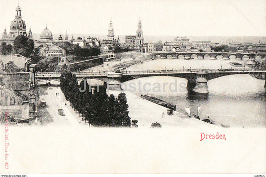 Dresden - bridge - 429 - old postcard - Germany - unused - JH Postcards