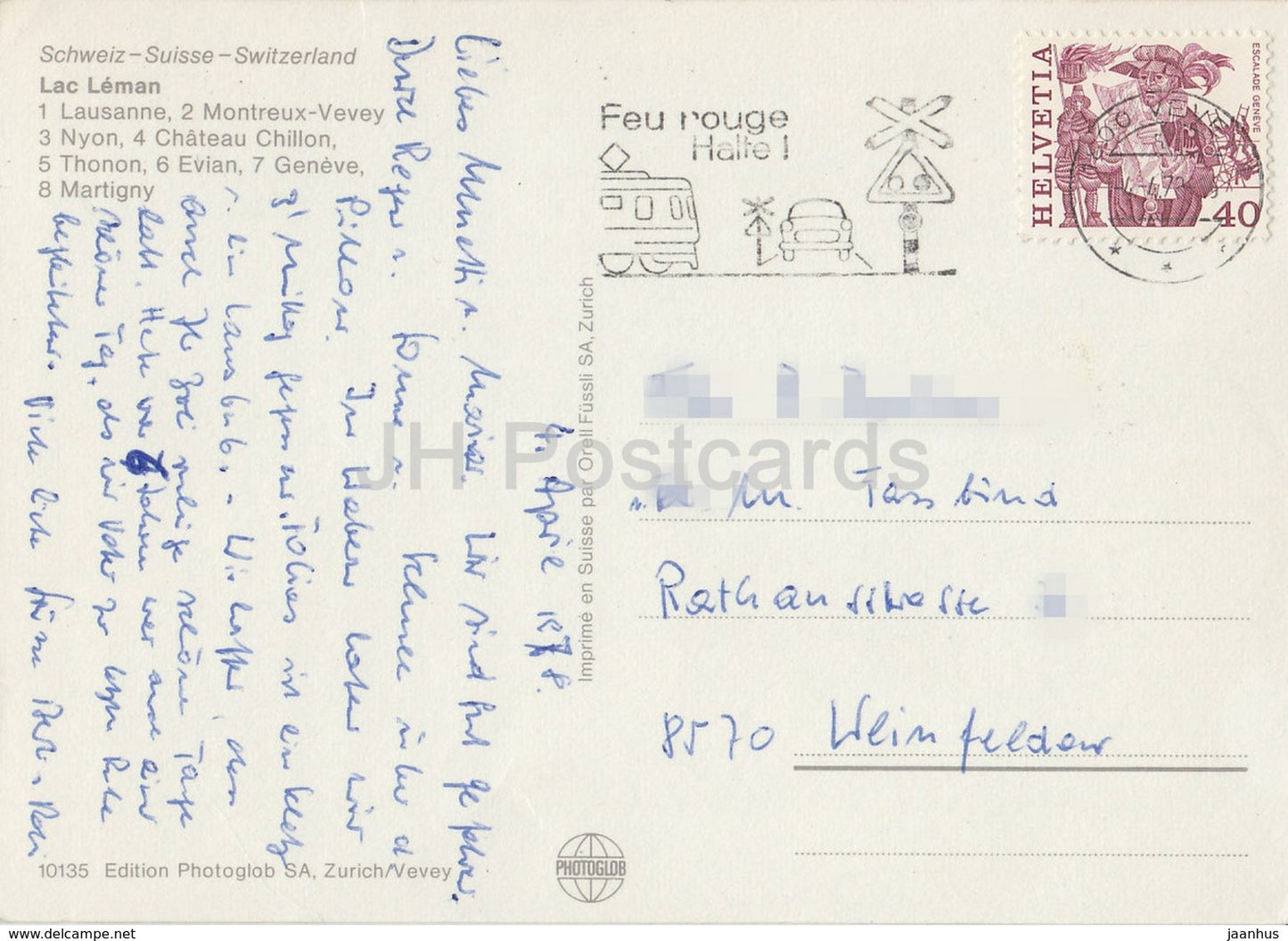 Lac Leman - Lausanne - Montreux Vevey - Nyon - Chateau Chillon - Thonon - 10135 - 1978 - Switzerland - used