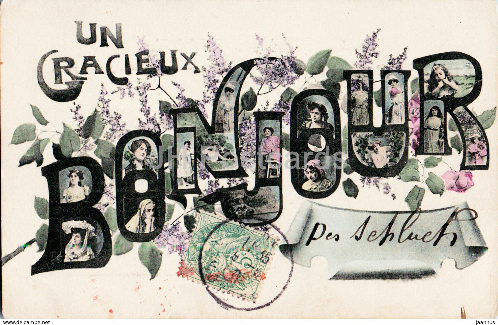 Greeting Card - Un Cracieux Bonjour - old postcard - France - used - JH Postcards