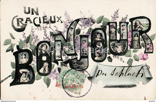 Greeting Card - Un Cracieux Bonjour - old postcard - France - used - JH Postcards