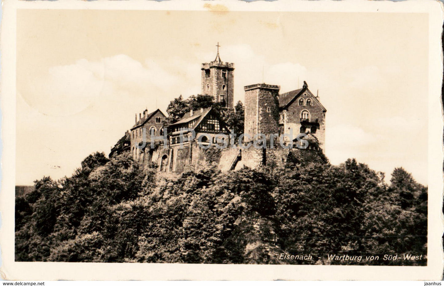 Eisenach - Wartburg von Sud West - old postcard - 1930s - Germany - used - JH Postcards