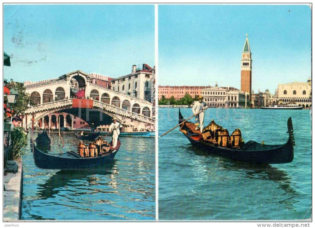 Ponte di Rialto - gondola - gondolier - Veneto - 60 - Italia - Italy - sent from Italy to Germany 1964 - JH Postcards