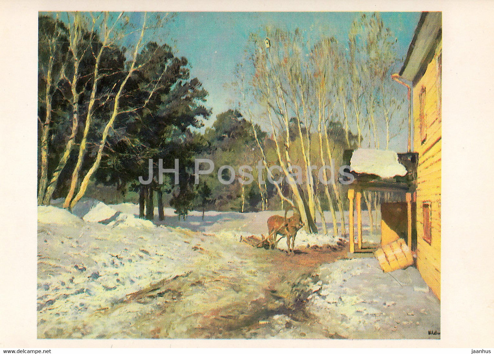painting by I. Levitan - March 1895 - Russian art - 1985 - Russia USSR - used - JH Postcards