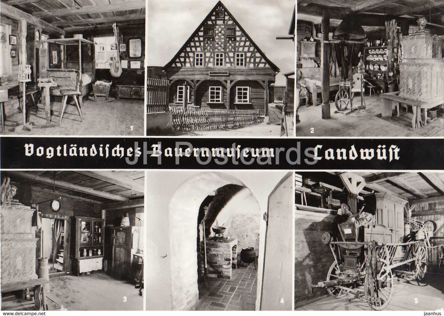 Vogtlandisches Bauernmuseum Landwust - Blockstube - Russkuche - Kammerwagen - Germany DDR - unused - JH Postcards