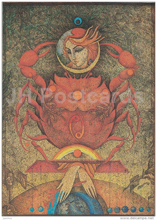 illustration by V. Stanishevski - Cancer - Zodiac sign - 1984 - Estonia USSR - unused - JH Postcards