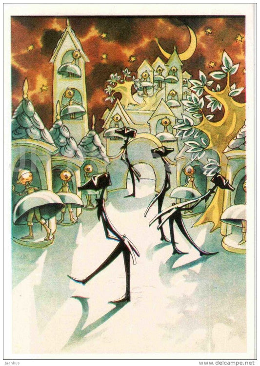 Boy The Bell - Guys The Hammers - Town in Snuffbox by Vladimir Odoyevsky - 1977 - Russia USSR - unused - JH Postcards