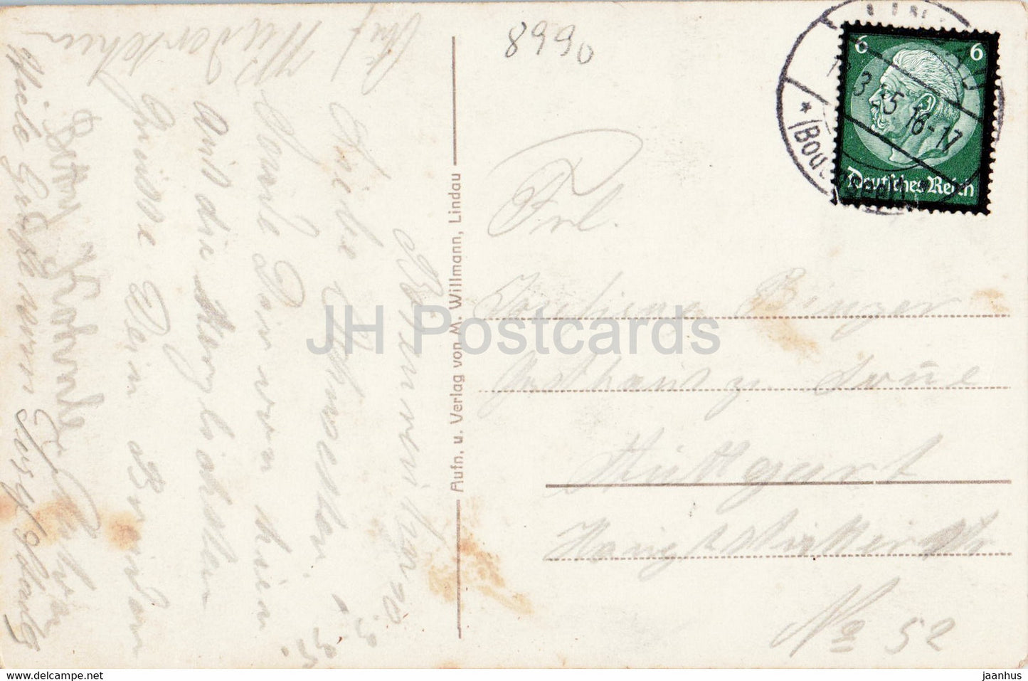 Lindau - Hafen - 1155 - lighthouse - port - old postcard - 1935 - Germany - used