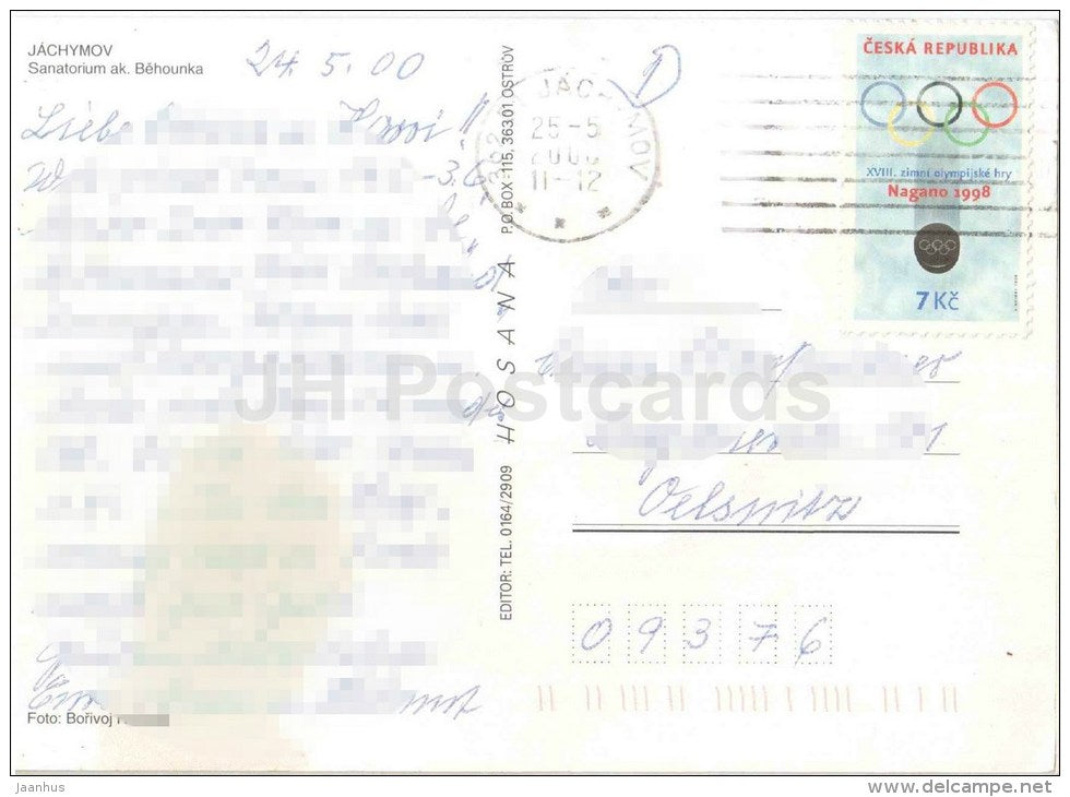 Jachymov - sanatorium Behounka - Czech - used 2000 - JH Postcards