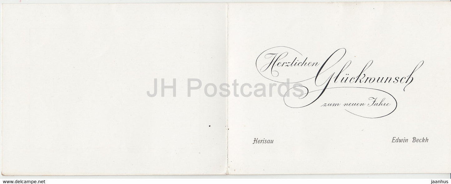New Year Greeting Card - Herzlichen Gluckwunsch zum Neuen Jahre - Herisau - Edwin Beckh old postcard - Germany - unused
