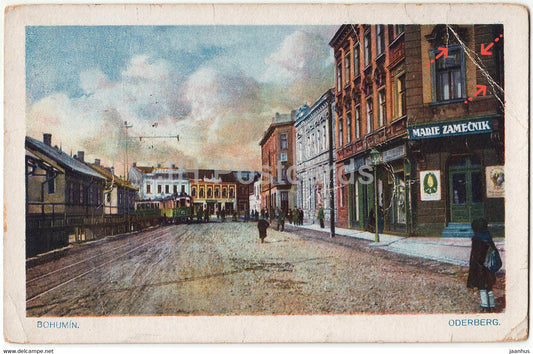 Bohumin - Oderberg - tram - old postcard - Czech Republic - used - JH Postcards