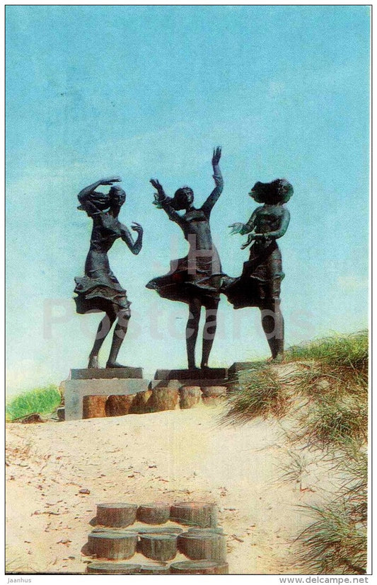 sculpture Daughters of a Fisherman - Palanga - Turist - 1987 - Lithuania USSR - unused - JH Postcards