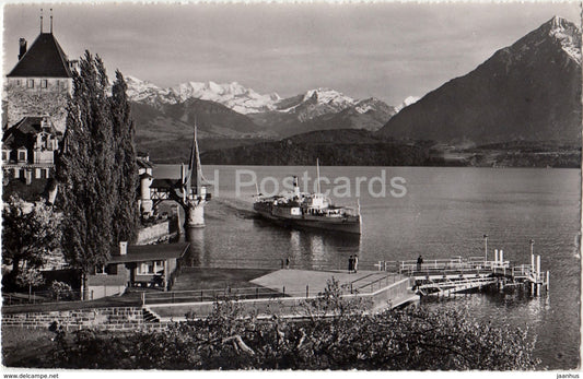 Oberhofen am Thunersee - Dampfschiff - ship - 1643 - Switzerland - 1954 - used - JH Postcards