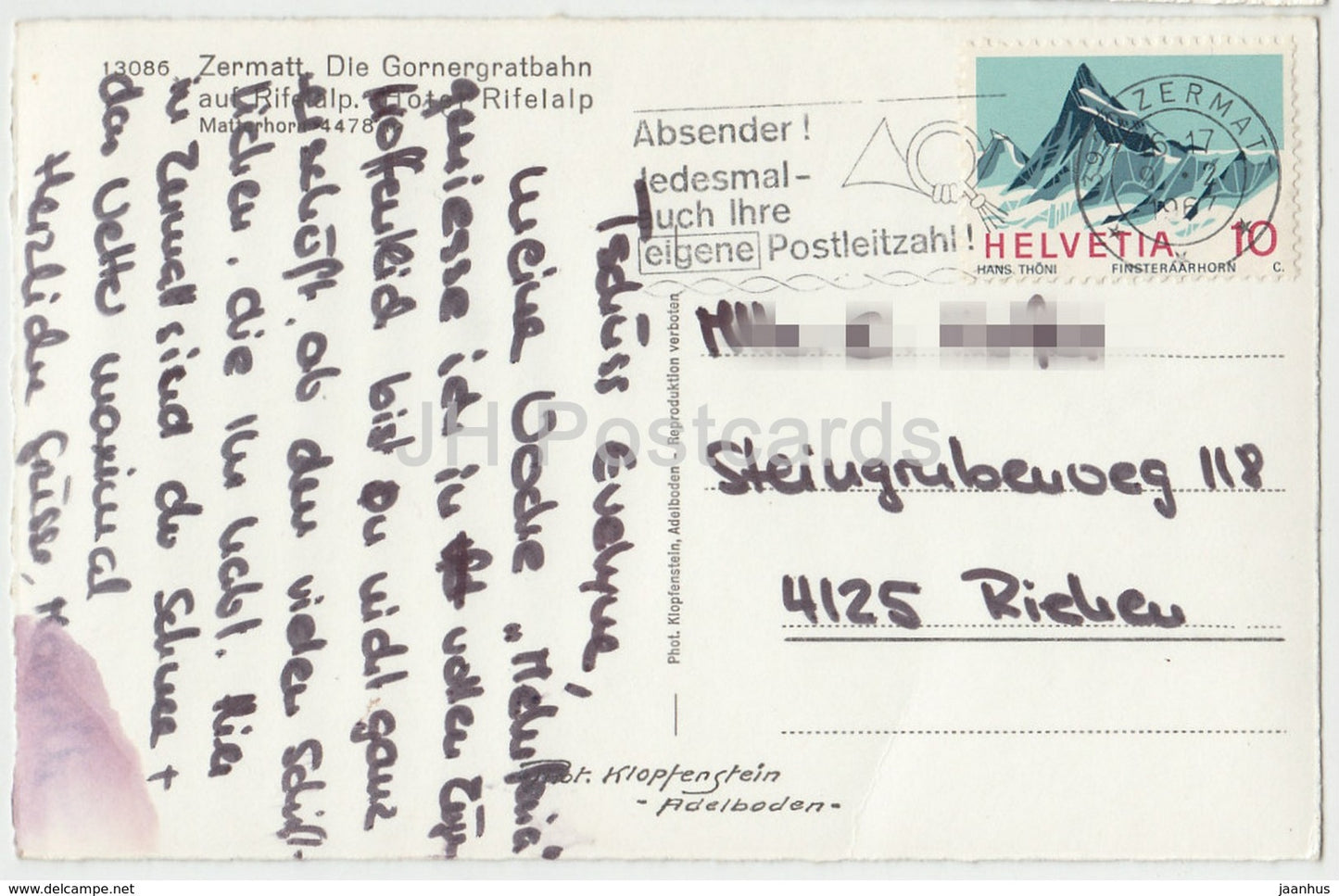 Zermatt - Gornergratbahn auf Rifelalp - train - chemin de fer - 13086 - Suisse - 1967 - utilisé