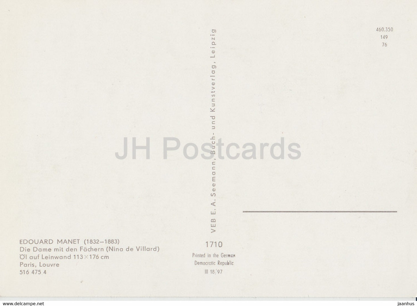 painting by Edouard Manet - Die Dame mit den Fachern - Nina de Villard - French art - Germany DDR - unused