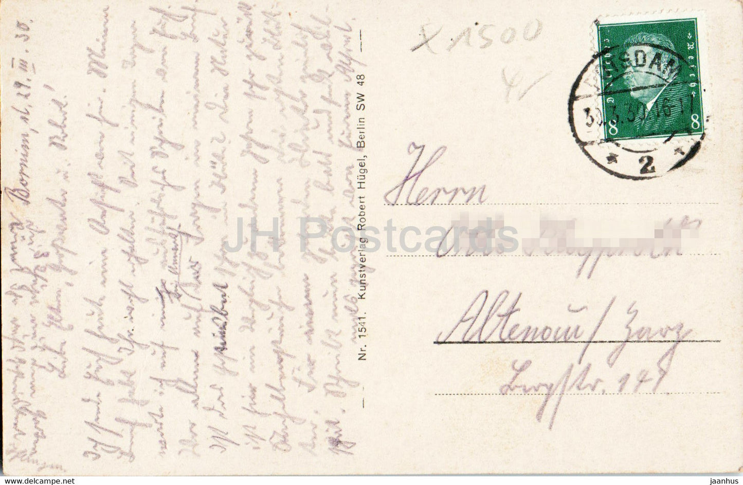 Potsdam - Schloss Sanssouci mit den Terrassen und Goldfischteich - castle - 1541 - old postcard - 1930 - Germany - used