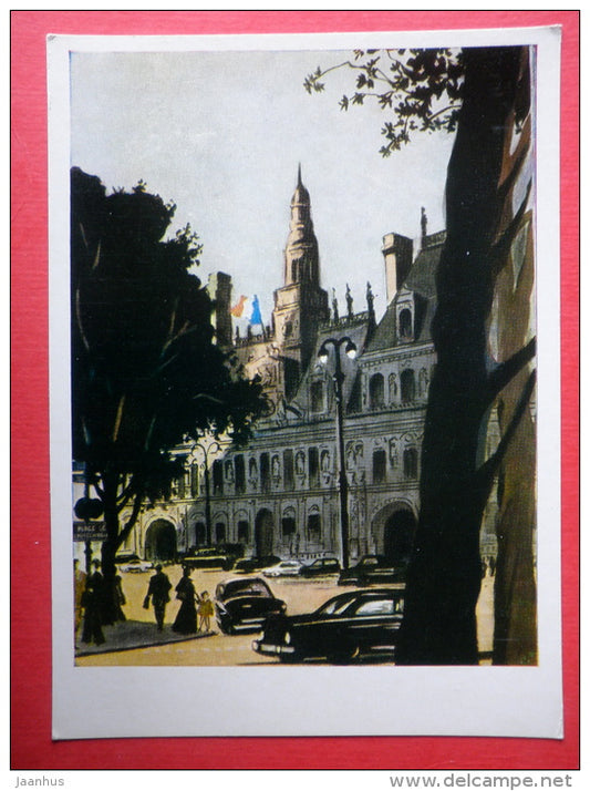 illustration by N. Dolgorukov - Hôtel de Ville . Town Hall - Paris - 1974 - Russia USSR - unused - JH Postcards