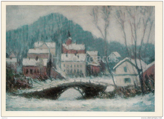 painting by Claude Monet - Winter Landscape (Sandviken) , 1895 - French art - large format - 1974 - Russia USSR - unused - JH Postcards
