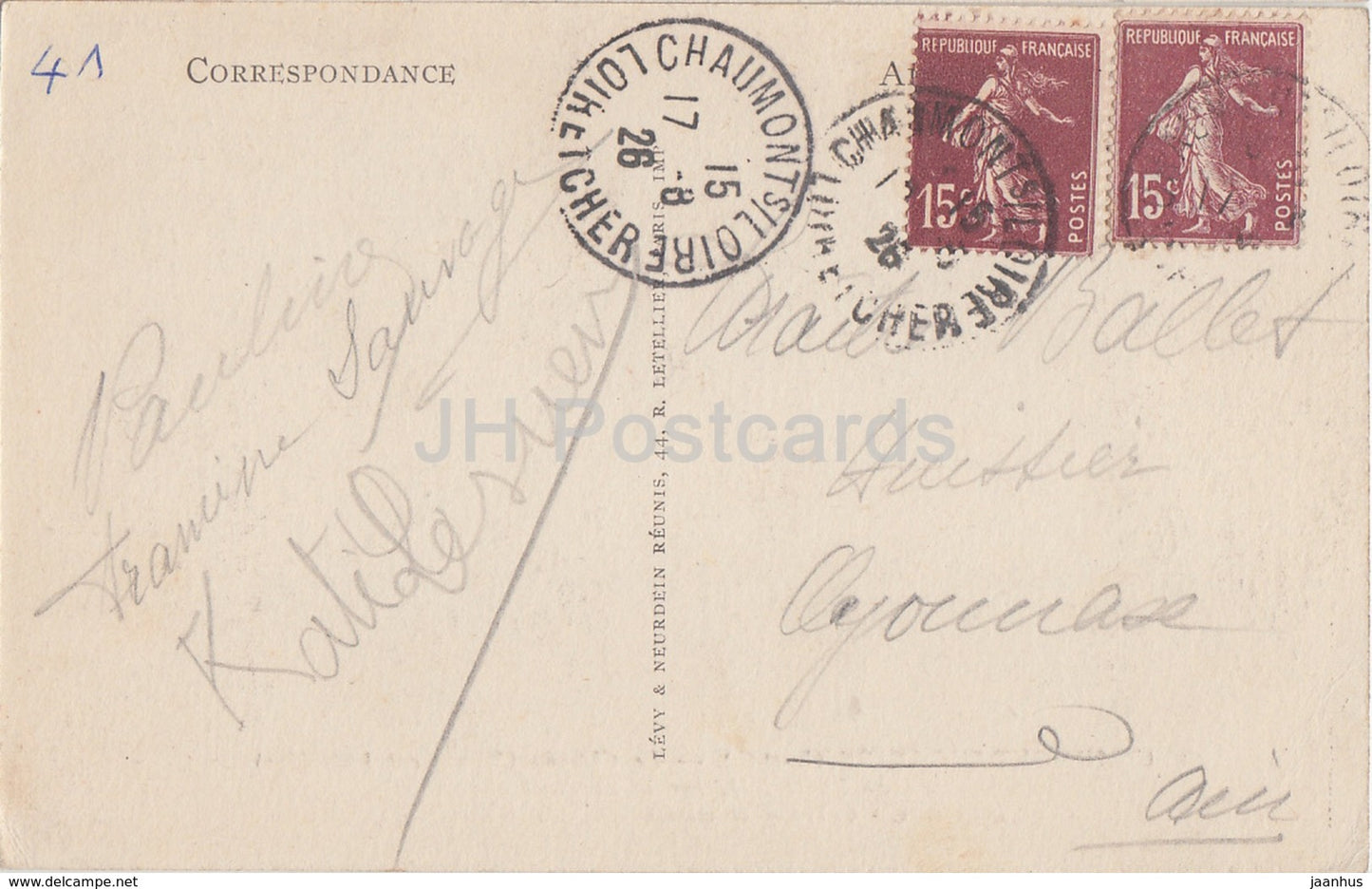 Chaumont Sur Loire - Le Chateau - Reconstruit sous Louis XII - Chapelle - Schloss - alte Postkarte - 1926 - Frankreich - gebraucht