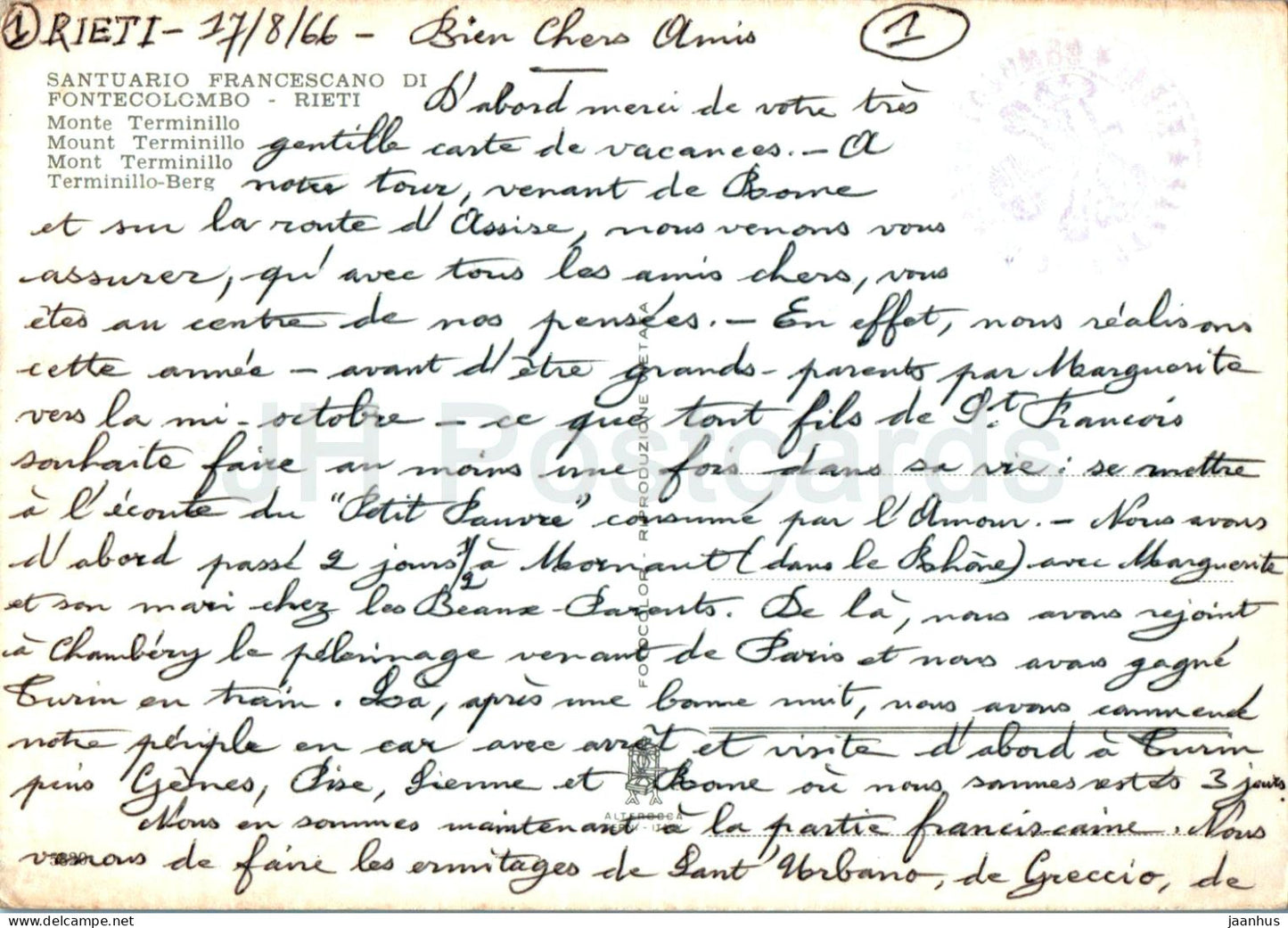 Santuario Francescano di Fontecolombo - Rieti - Monte Terminillo - Mont Terminillo - 1966 - Italie - utilisé 