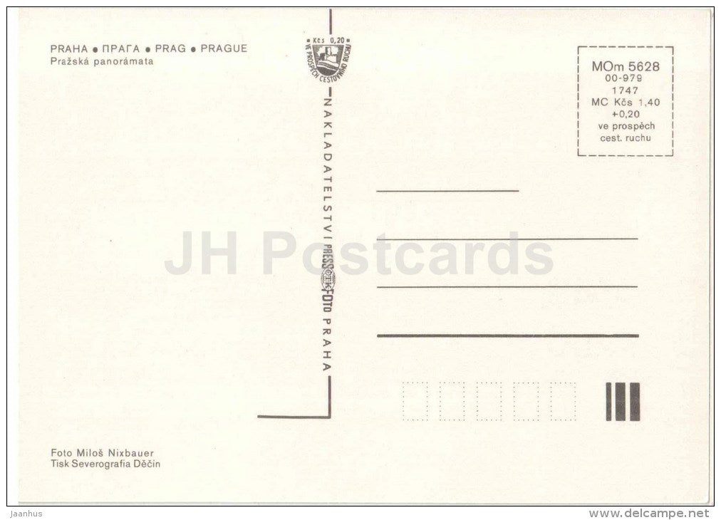 Praga - Praha - Prague castle - Charles bridge - Czechoslovakia - Czech - unused - JH Postcards