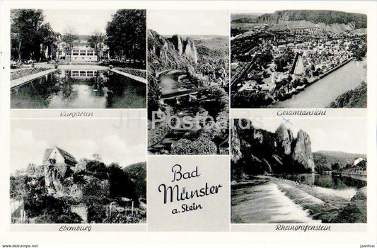 Bad Munster a Stein - Kurgarten - Ebernburg - old postcard - 1955 - Germany - used - JH Postcards