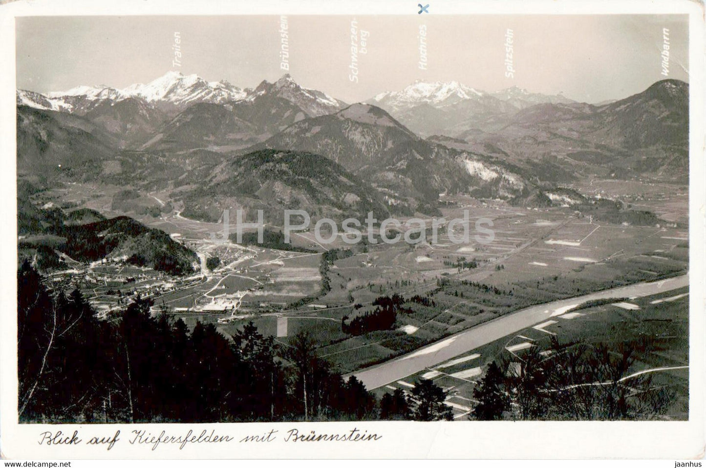 Blick auf Kiefersfelden mit Brunnstein - old postcard - 1936 - Germany - used - JH Postcards