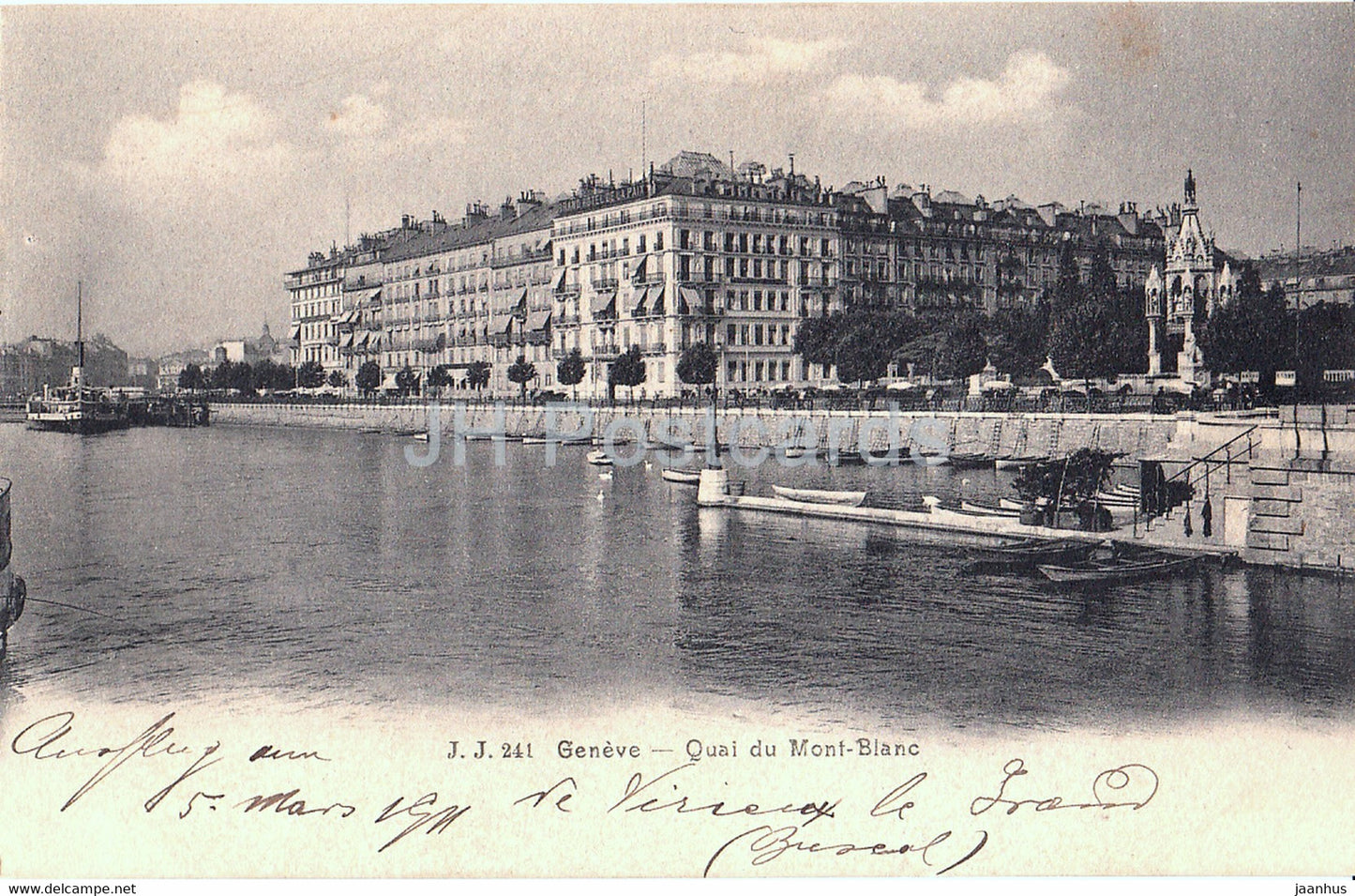 Geneve - Geneva - Quai du Mont Blanc - 241 - old postcard - 1911 - Switzerland - used - JH Postcards