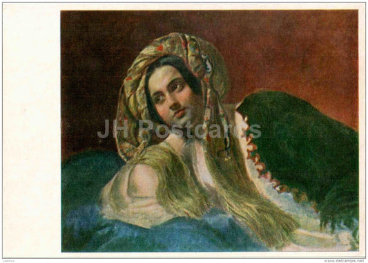 painting by K. Bryullov - portrait of Turk Woman , 1837-39 - Russian art - 1974 - Russia USSR - unused - JH Postcards