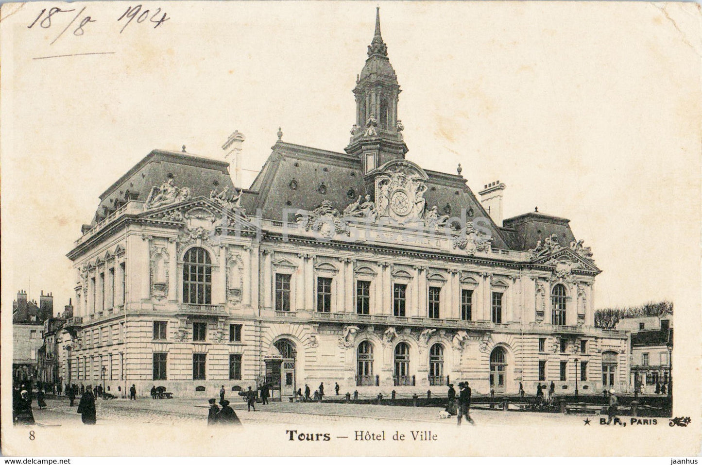 Tours - Hotel de Ville - 8 - old postcard - 1904 - France - used - JH Postcards