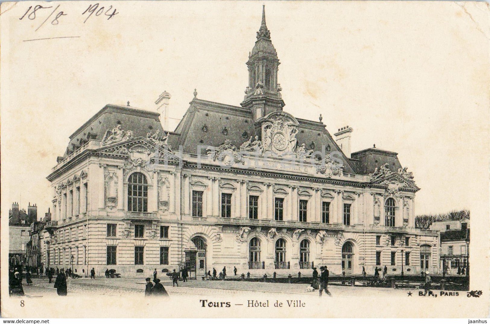 Tours - Hotel de Ville - 8 - old postcard - 1904 - France - used - JH Postcards