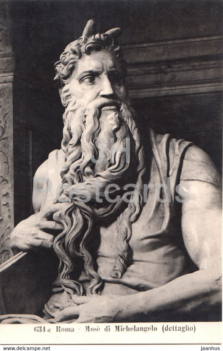 Roma - Rome - Mose di Michelangelo - dettaglio - moses - 634 - old postcard - Italy - unused - JH Postcards