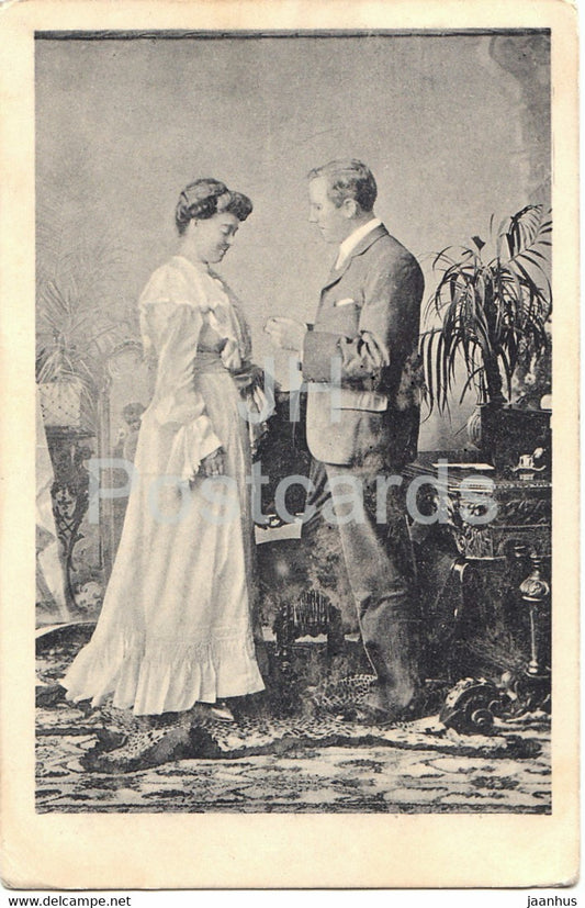 couple - woman and man - 25 III - old postcard - 1908 - United Kingdom - used - JH Postcards