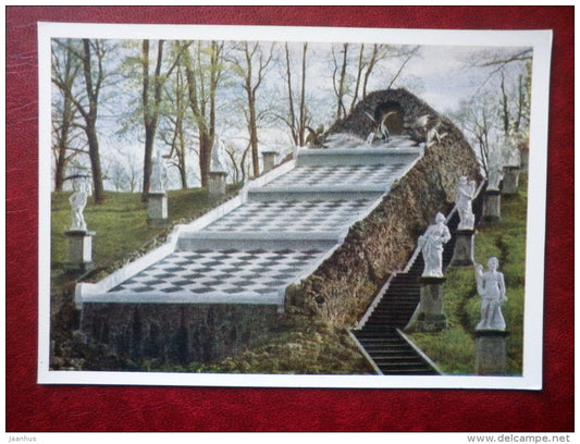 Chess-Board hill fountain - Petrodvorets  - 1961 - Russia USSR - unused - JH Postcards