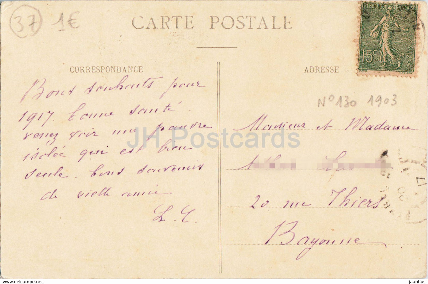 Tours - Hotel de Ville - 8 - old postcard - 1904 - France - used