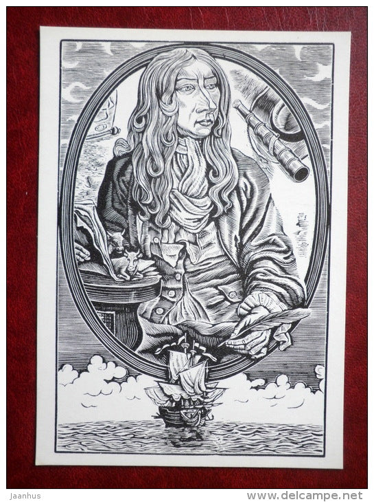 ship  - Gulliver's Travels by Jonathan Swift - book - engravings by S. Harlamov - Russia USSR - 1976 - unused - JH Postcards