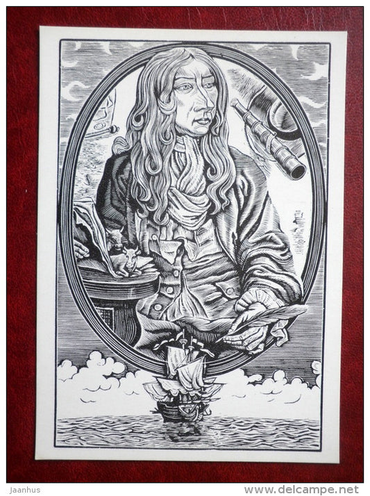 ship  - Gulliver's Travels by Jonathan Swift - book - engravings by S. Harlamov - Russia USSR - 1976 - unused - JH Postcards