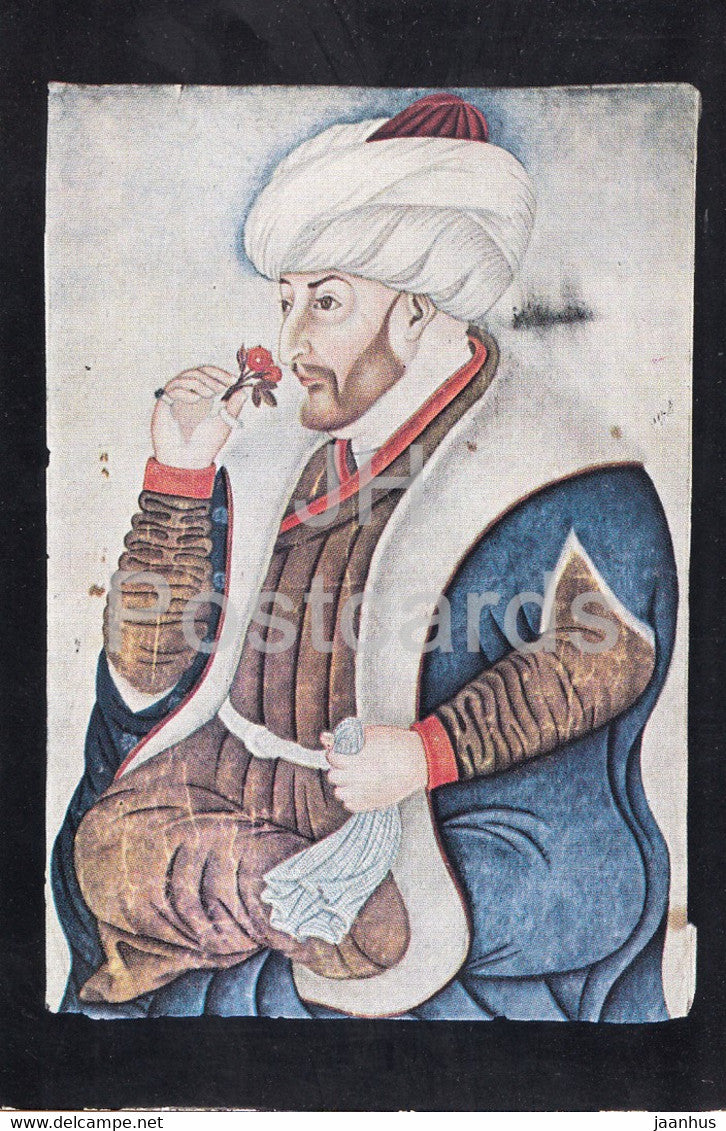 Sultan Mehmet the Conqueror , aquarelle by the painter Sinan - Turkish art - Turkey - unused - JH Postcards