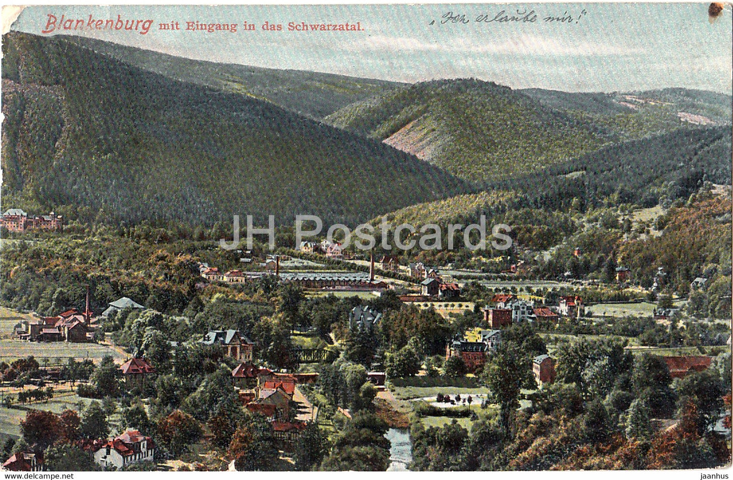 Blankenburg mit Eingang in das Schwarzatal - 3293 - old postcard - 1907 - Germany - used - JH Postcards