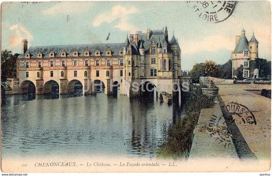 Chenonceaux - Le Chateau - La Facade orientale - castle - 10 - 1908 - old postcard - France - used - JH Postcards