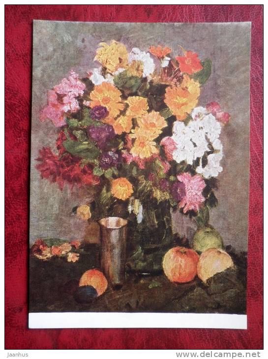 Painting by B. V. Johanson - autumn bouquet , 1955 - flowers - russian art - unused - JH Postcards