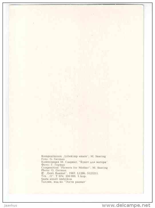 Flowers for Mother 8 - flowers - compositions - 1987 - Estonia USSR - unused - JH Postcards